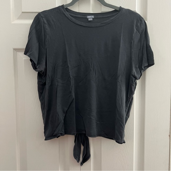 aerie Tops - Aerie Tie Back Charcoal Gray Short Sleeve T Shirt Sz Large